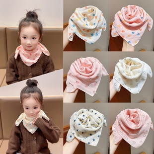 儿童护颈小围巾a类纯棉宝宝围脖小月龄婴幼儿防风保暖三角巾丝巾