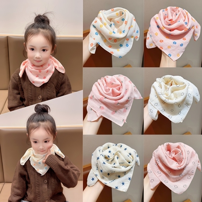 儿童护颈小围巾a类纯棉宝宝围脖小月龄婴幼儿防风保暖三角巾丝巾