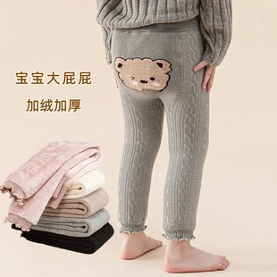 婴儿加绒打底裤秋冬款男女宝宝大PP加厚儿童不连袜女童保暖长裤子