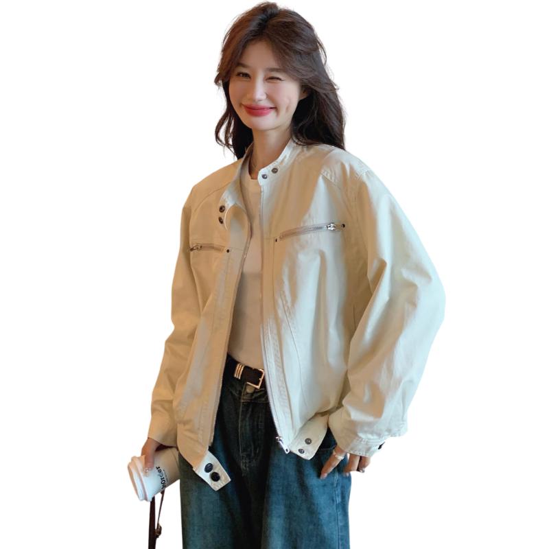 美式覆古白色工装短外套女春秋2025新款时髦小个子风衣夹克上衣