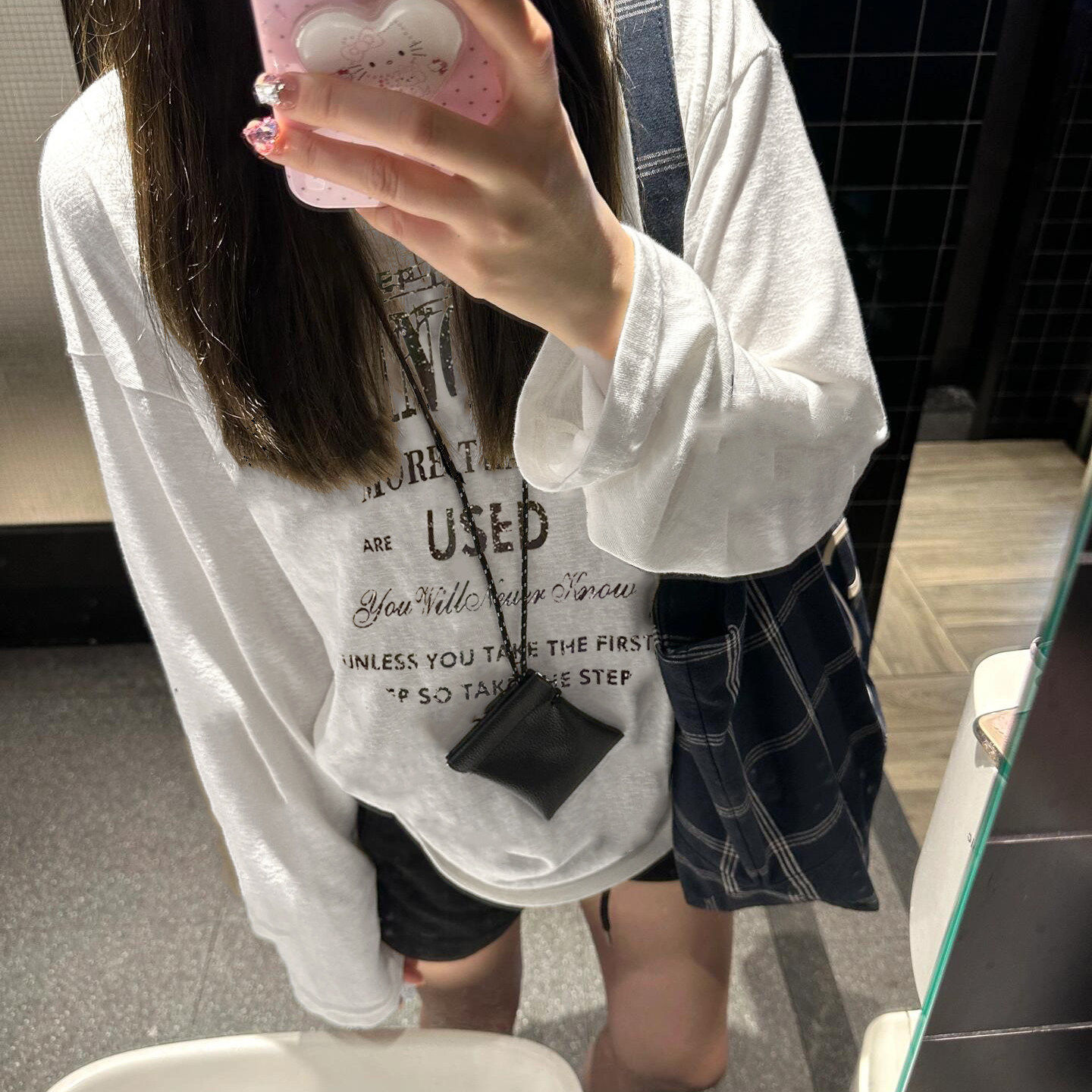 美式独特好看的长袖t恤女春季纯棉内搭宽松慵懒风白色打底衫上衣