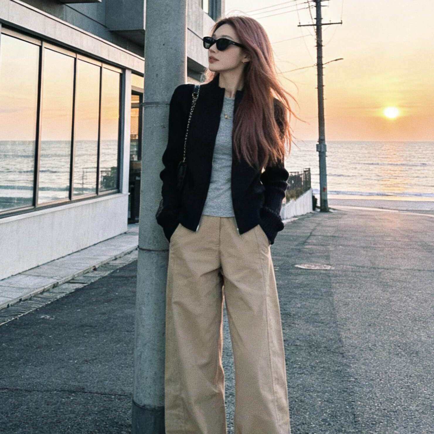 2026新款黑色拉链针织开衫外套女春秋季毛衣修身早秋chic韩系上衣