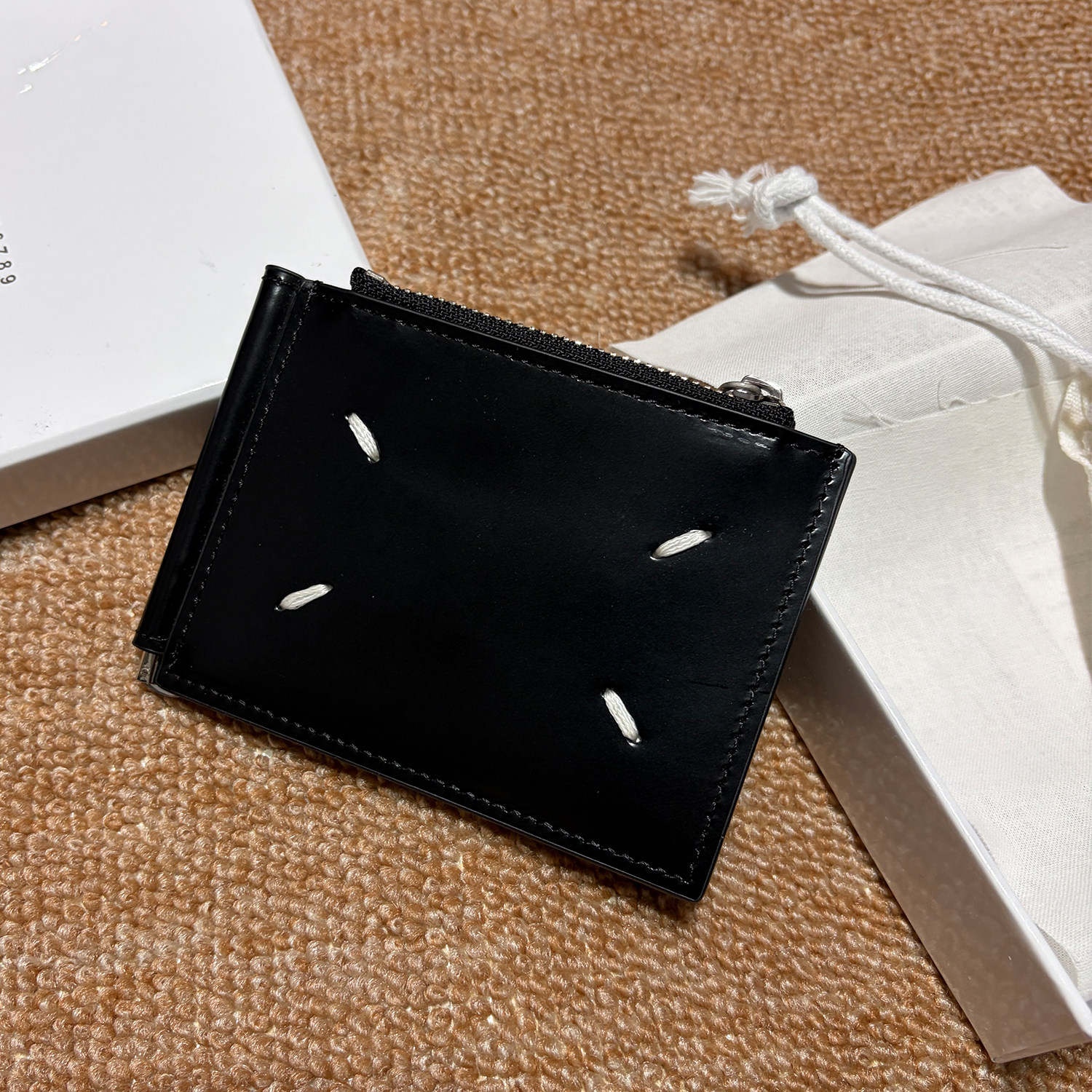 自主天花板】MMM经典四角缝线亮面头层牛皮卡包钱包美金夹零钱包