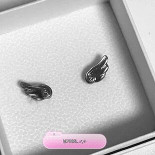 coyseio可爱天使小翅膀迷你银耳钉耳环新款百搭纯银不过敏养耳洞