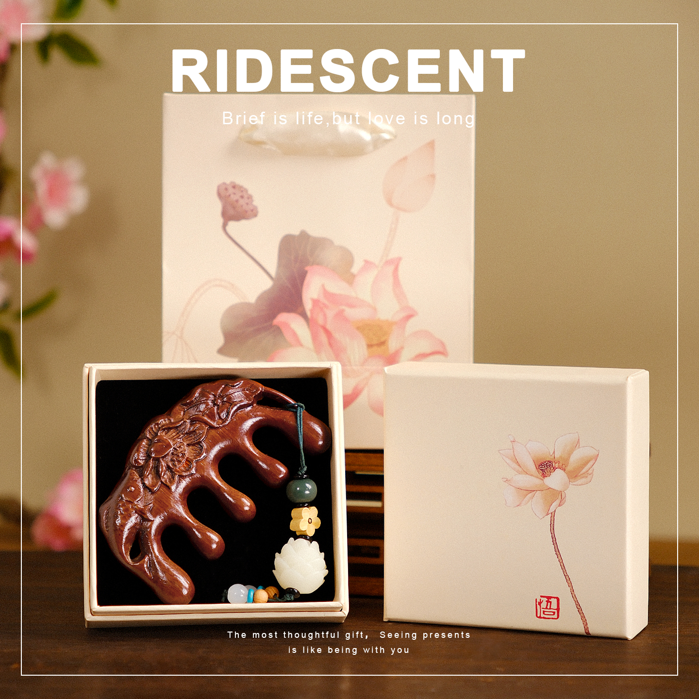 中国风礼物送老外送员工送客户实用檀木经络按摩梳生日礼物送长辈