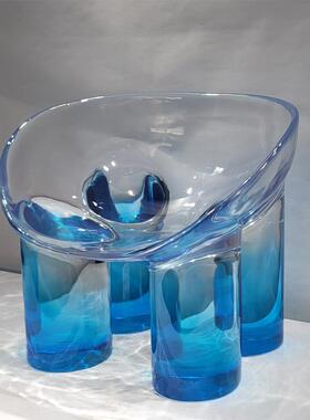 设计师款轻奢大象腿凳子靠背围椅儿童椅客厅休闲家用椅子透明树脂