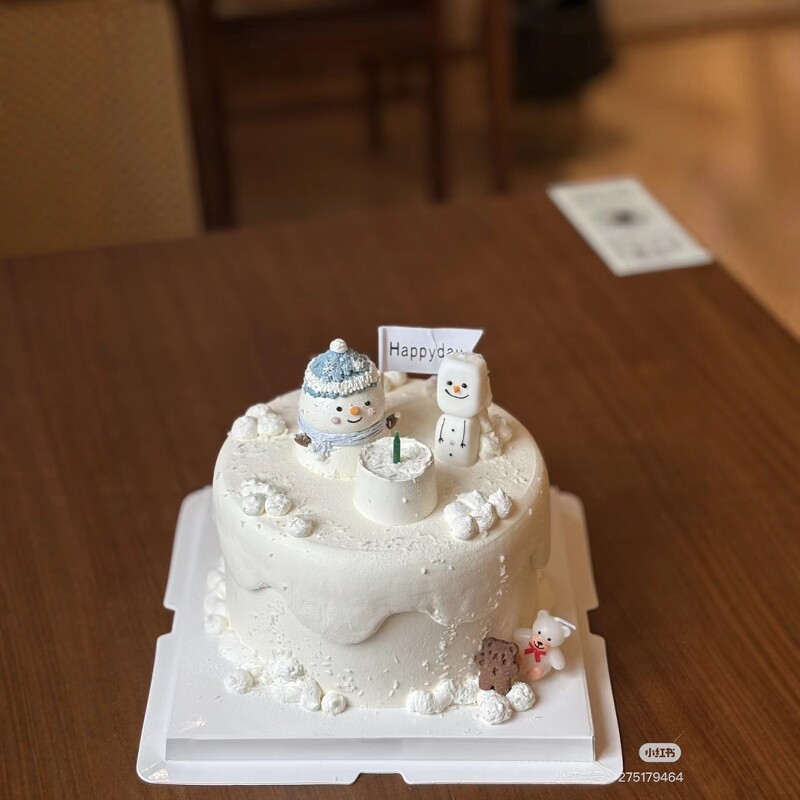 可爱围巾小雪人冬天蛋糕装饰摆件