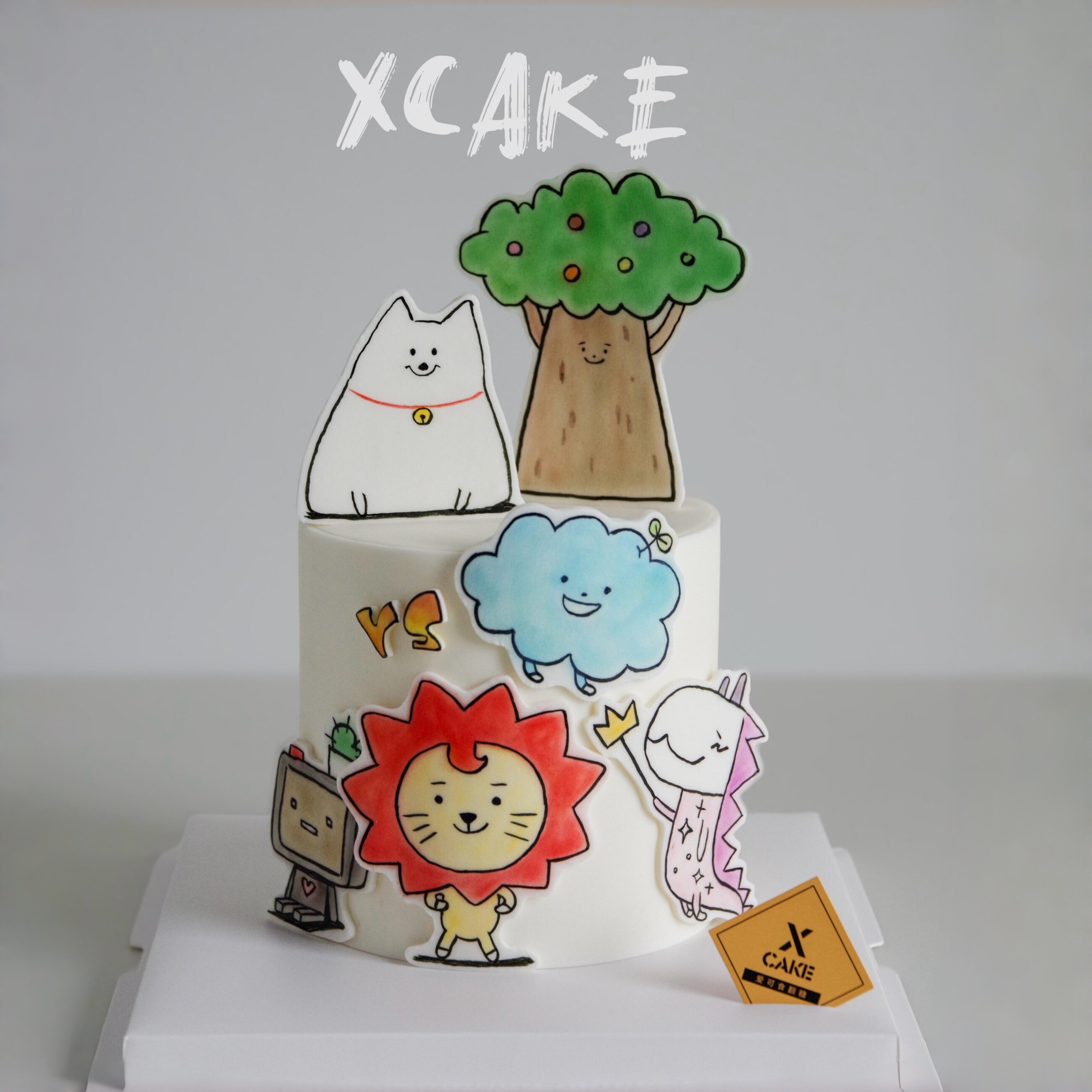 卡通小动物小狮子小猫手绘糯米纸生日蛋糕装饰派对烘焙插件插牌