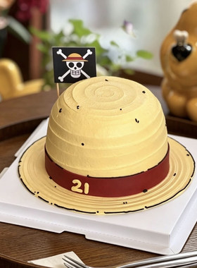 海盗骷髅头草帽卡片男生生日蛋糕装饰摆件海贼王朋友烘焙甜品插件