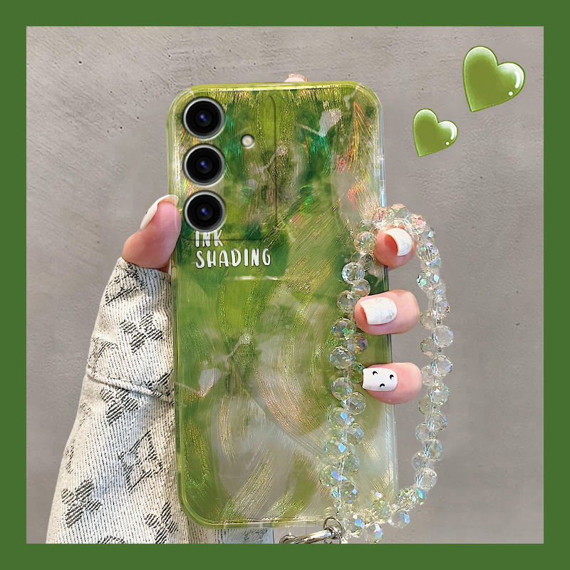 高级感绿色羽纱渐变晕染手机壳