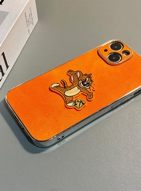 动漫刺绣杰瑞鼠适用小米红米note15pro+手机壳noto14立体13趣味12turbo橙色11tpor秋冬10卡通9十绒布redmi软p