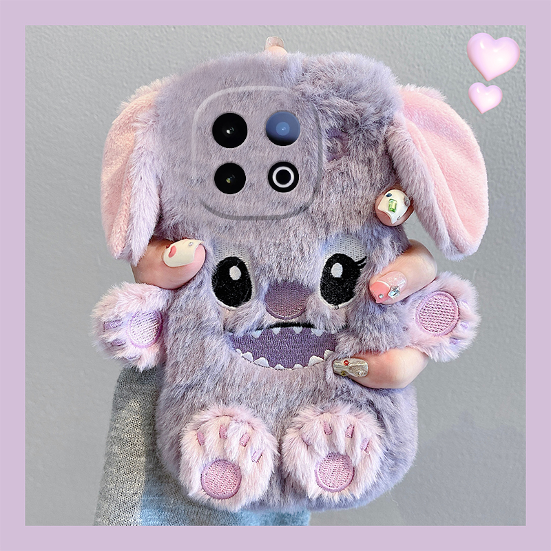 可爱刺绣史迪仔适用vivoiqooz10x手机壳iqooz9turbo手环z8x卡通z7i秋冬季z6x毛绒z5硅胶u5x爱酷u3x/iq00/vivo