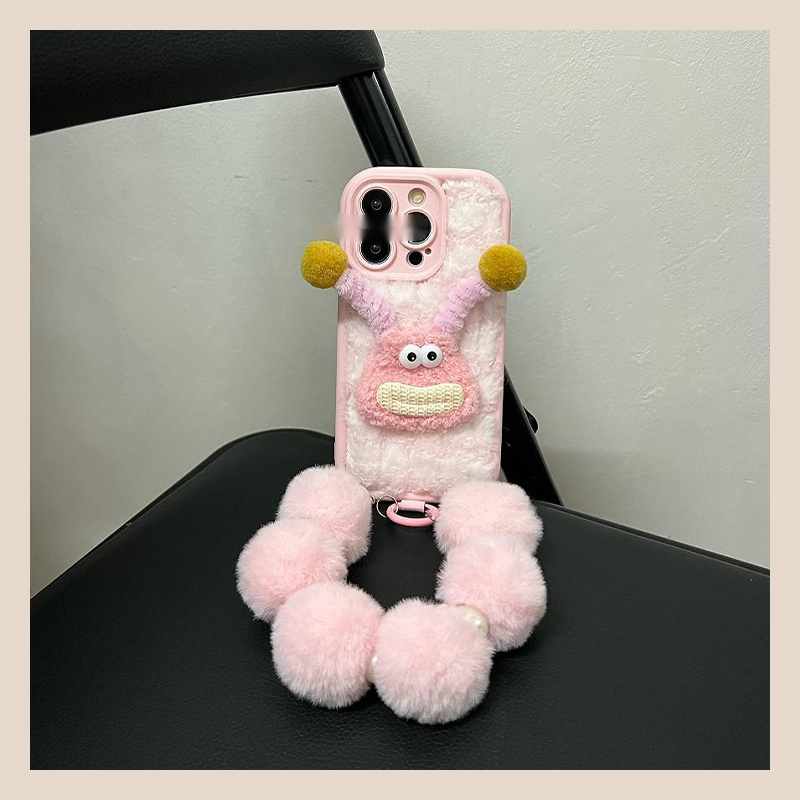 搞怪香肠嘴怪兽适用oppoa97手机壳a95立体a93s毛球a92s挂链a72卡通a58丑萌a57毛绒a56秋冬a55/a53国际版a32软