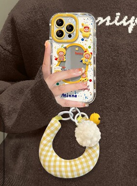 可爱卡通星星人适用苹果17promax手机壳iphone16plus镜子15pro手腕带14铃铛13mini挂件12/11xsmax7/x6/xr/se2
