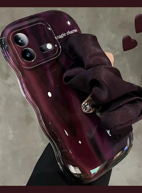 丝巾腕带适用iqooneo8pro手机壳iqooneo7se竞速版5s活力版6褶皱iq00立体爱酷紫色vivo日韩高级感小众气质硅胶