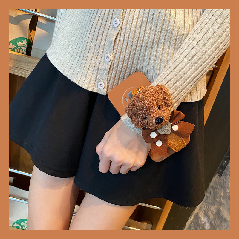 毛绒泰迪熊适用华为荣耀magic6手机壳5pro立体4腕带3至臻版play8t日韩paly7tpro趣味6t液态5t硅胶honor4t少女