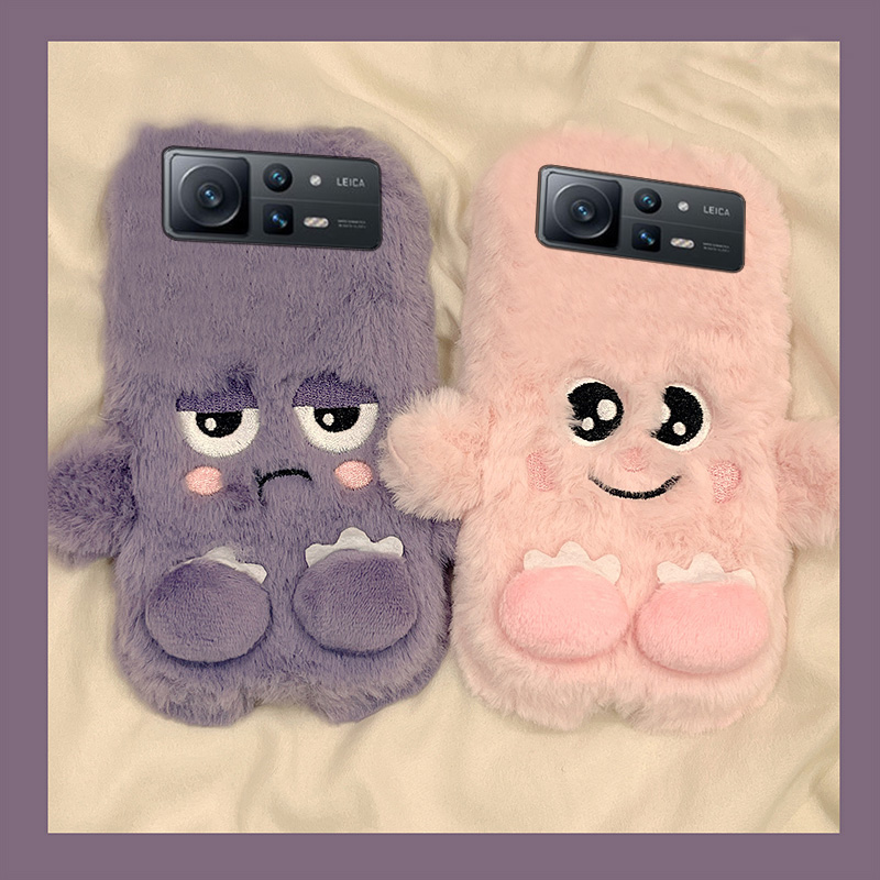 毛绒绒毛茸茸可爱卡通立体小怪兽手机壳