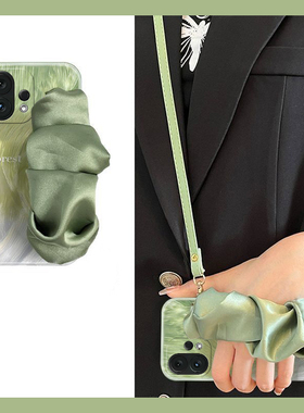 绿色晕染适用适用vivos30手机壳s30promini立体迷你褶皱por腕带三十斜挎vivo可背带新款硅胶日韩斜跨羽纱软壳