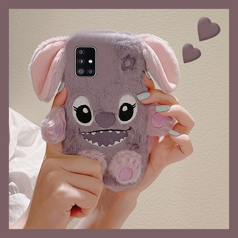 毛茸茸毛绒绒秋冬季立体史迪仔手机壳