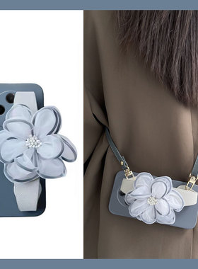 蓝色纱花适用oppoa3手机壳a3pro冷淡风por腕带oppo手腕0ppo韩系0pp0硅胶opp0软壳斜挎个性可背网红新款小众女