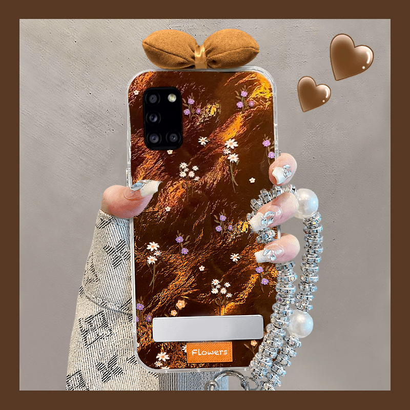 碎花蝴蝶结适用三星a90手机壳a80立体a70s支架a50高级感a30棕色a20挂链a10硅胶a52日韩a8s新款galaxy/a53/f52