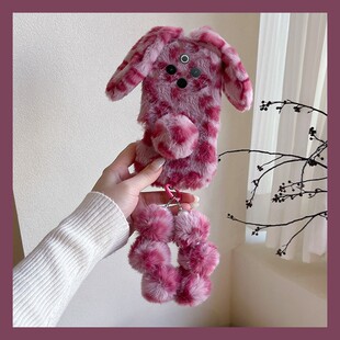 t35 y53 y33 y50m卡通y77e可爱y97软y93s 豹纹兔子耳朵适用vivoy500pro手机壳y300i毛绒y200gt挂链y100t秋冬季