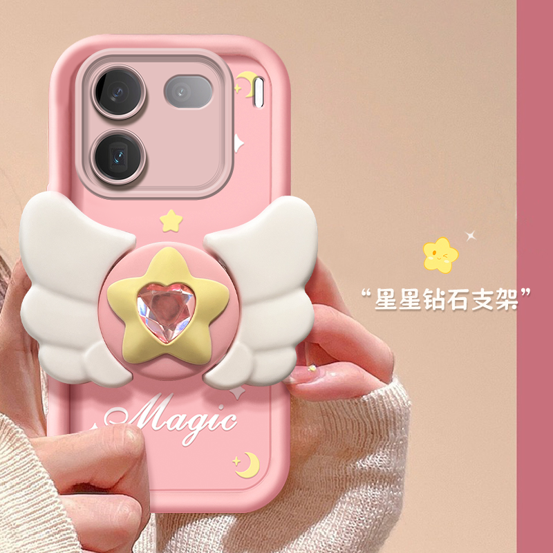 可爱卡通少女心天使翅膀支架手机壳