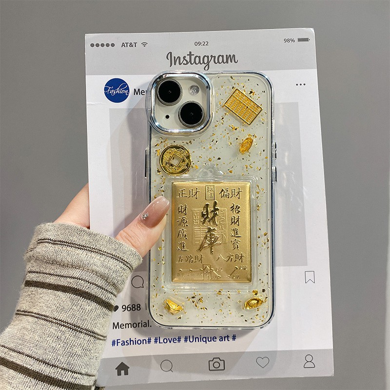 手机壳滴胶金箔金色2026马年招财