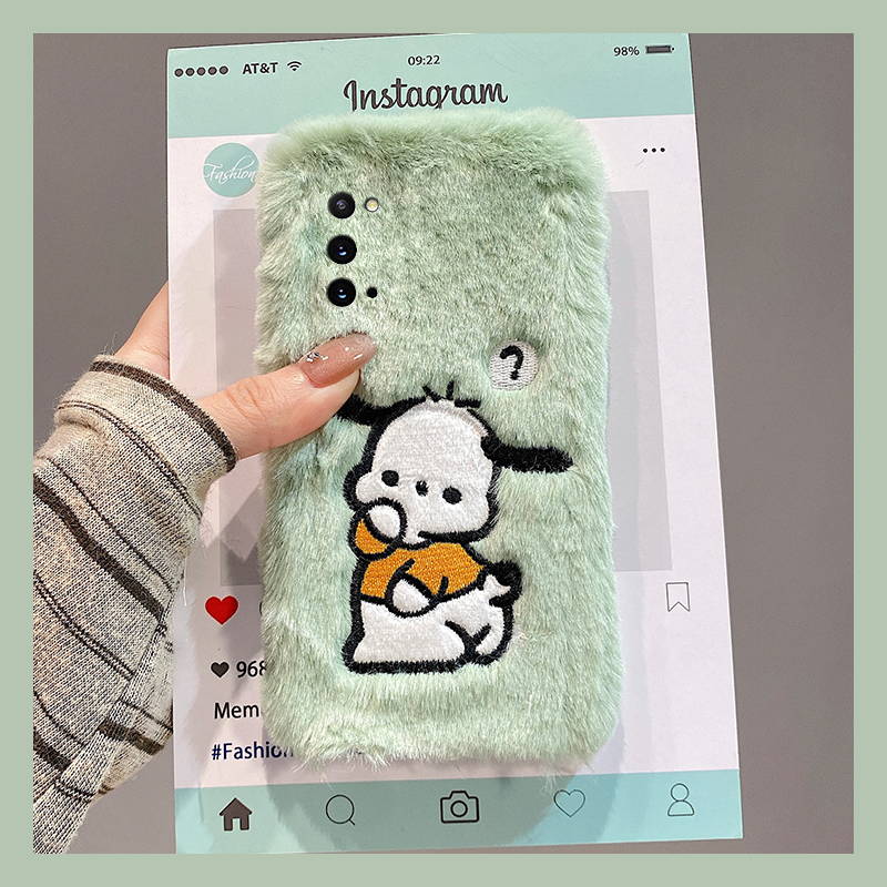 刺绣帕恰狗西高地适用三星a90手机壳a80小狗a70s卡通a50秋冬季a30毛绒a20毛茸茸a10软a52/a8s/galaxy/a53/f52