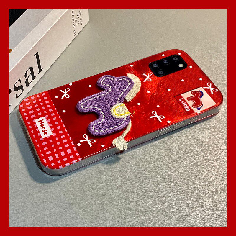 手机壳硅胶冰川纹新年红色2026马