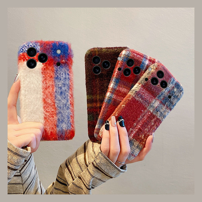 韩系撞色条纹适用苹果17promax手机壳华为pura80荣耀400pro小米15红色vivos30线条opporeno14秋冬季x200毛绒p,3C数码配件,手机保护套/壳,淘宝优惠券,粉丝福利购,淘宝优惠卷