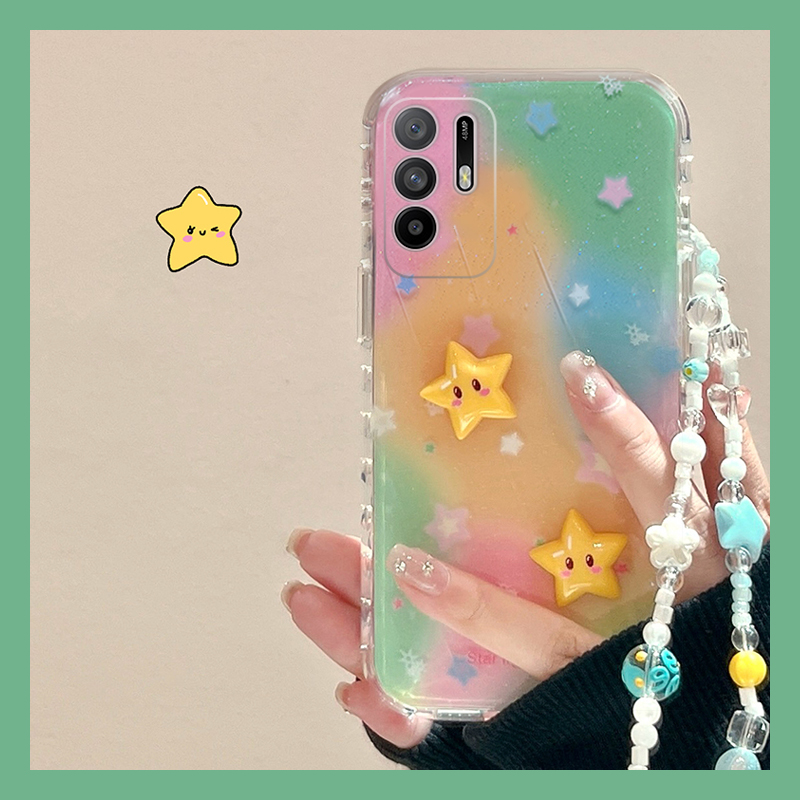 水墨拼色星星适用oppoa3pro手机壳a2x立体a1晕染a97呆萌a96手链a95a93a91a72a58a57a52a32a11a9a31a8a5硅胶软