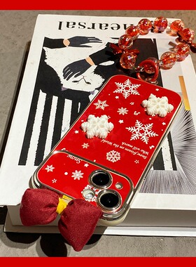 ins风红色蝴蝶结雪花适用华为荣耀x60pro手机壳x50i+立体v40轻奢版v30por喜庆x30i新年x20se软x50gt十9x/x10