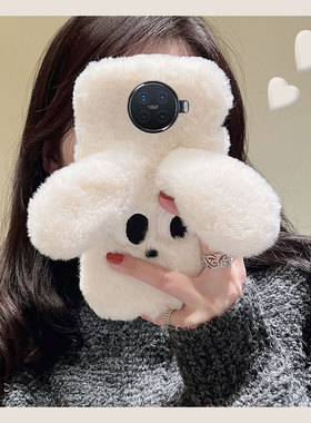 毛绒绒白色小狗适用opporeno手机壳ace2毛茸茸reno2z卡通renoace可爱2个性z立体10倍变焦版超萌秋冬毛毛oppo