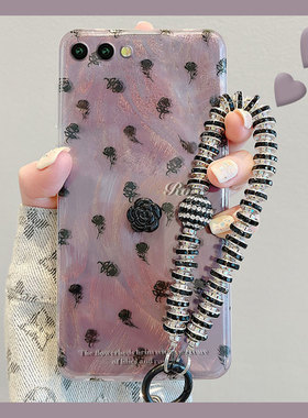 黑色玫瑰花适用三星w23flip手机壳zfold5高级感3羽纱zflip5带手链zfold2折叠屏硬壳w22小众w21个性galaxy创意