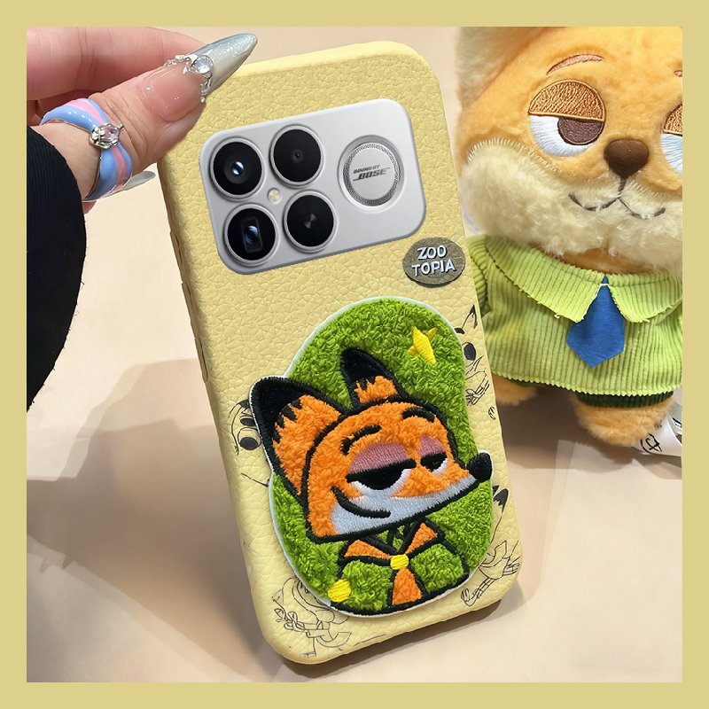 刺绣疯狂动物园适用小米红米k90promax手机壳k80pro朱迪k70尼克k60por可爱k50毛绒k40皮纹k30i仿皮redmi卡通p