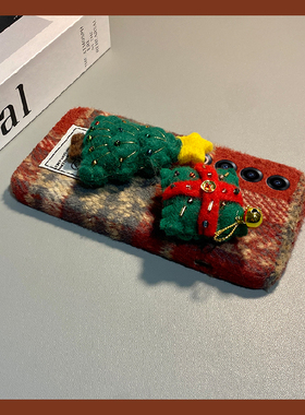 ins风格子圣诞树适用魅族22mini手机壳note16红色21pro秋冬季20毛绒18por绒布18x/7/16spor/16t/16x/16thplus