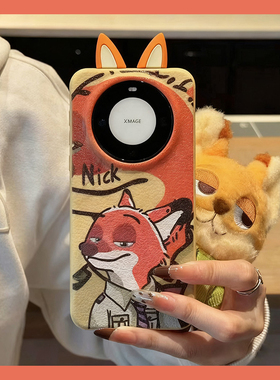 卡通疯狂动物城适用小米红米note15pro+手机壳noto14朱迪13尼克12turbo立体11tpor耳朵10仿皮redmi皮纹十情侣