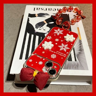 ins风红色蝴蝶结雪花适用vivox300pro手机壳x200s立体x100spro喜庆x90新年x80软t2x x200promini十ultra x60t