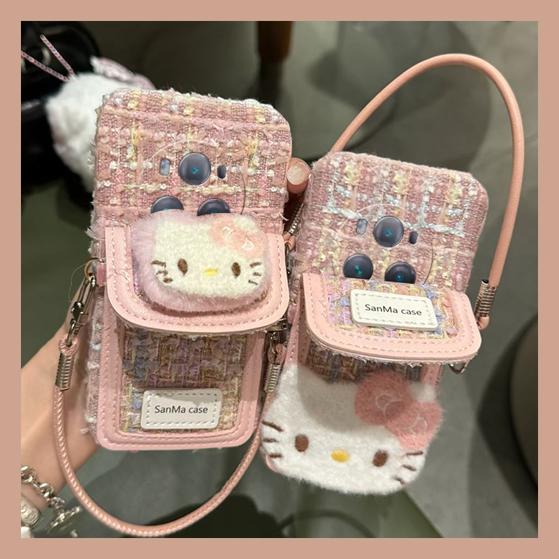 粉色kt猫适用华为荣耀magic7手机壳play8tpro挂绳play7t卡包6t硅胶5t毛绒mgaic6pro至臻版majic5秋冬季honor