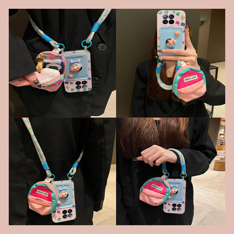 卡通字母适用小米mixfold4手机壳mixfold3立体折叠少女心2小新mixflip卡包折叠屏mi卡套硬壳插卡斜挎可背带女