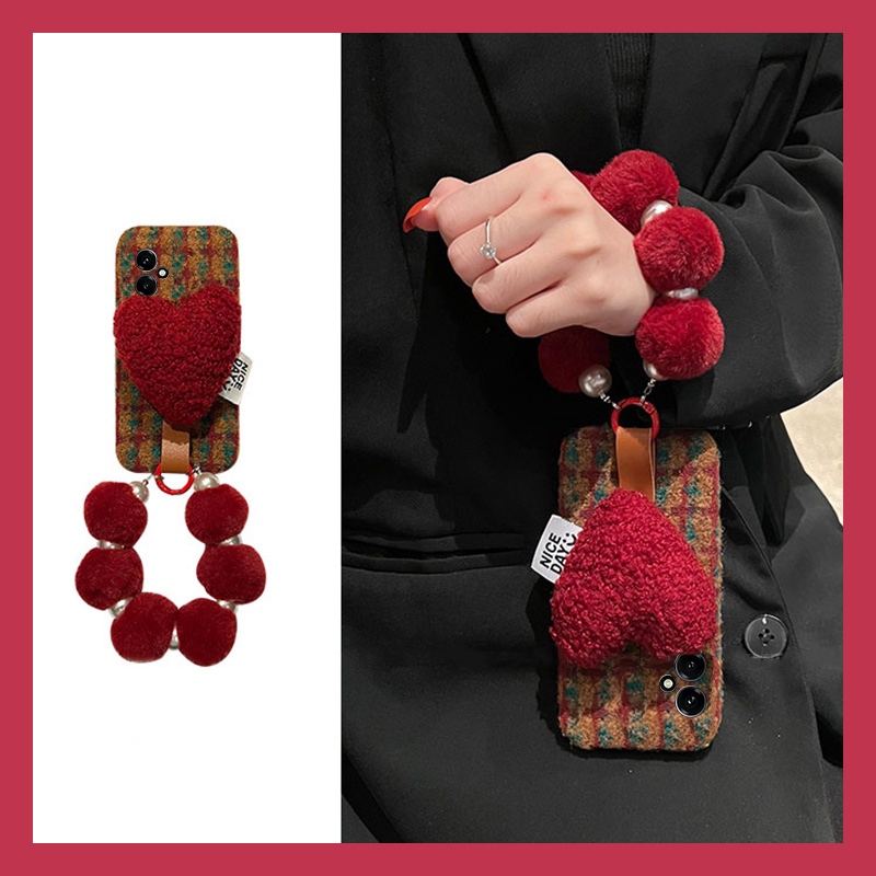 拼色格子爱心适用华为荣耀400手机壳300pro+支架200lite挂链100por毛茸茸90gt毛绒80韩系70秋冬季60se十v40i+