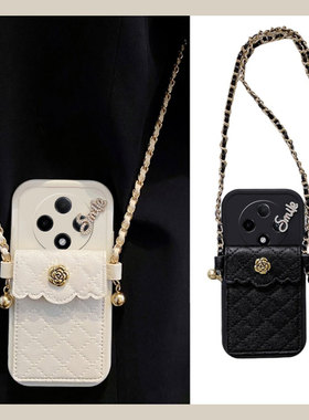 小香风山茶花适用oppoa3手机壳a3pro斜挎por立体oppo卡包0ppo零钱包0pp0硅胶opp0软壳小众个性创意网红女超火