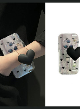 黑色爱心腕带适用华为荣耀play8tpro手机壳paly7t羽纱6t斜挎5t可背magic6pro至臻版majic5保时捷版4/3女honor