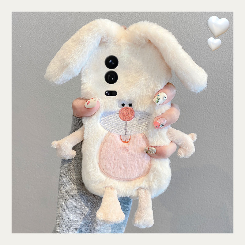 丑萌刺绣龅牙兔适用小米17手机壳15spro斜挎14ultra毛绒13秋冬季12spor软12x/11青春版10/mix4/8se/civi5/4/3
