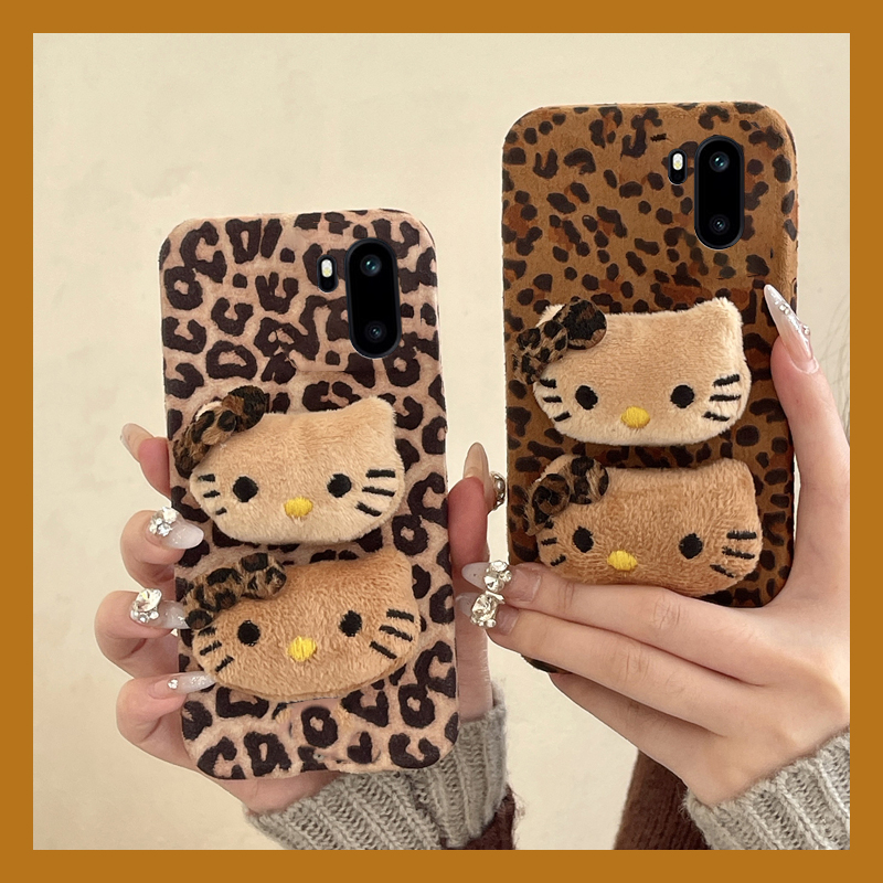 棕色豹纹kt猫适用oppo一加ace6手机壳ace5至尊版1+15立体13毛绒12秋冬11pro卡通10软9rt/ace3v/2v/1+oneplus