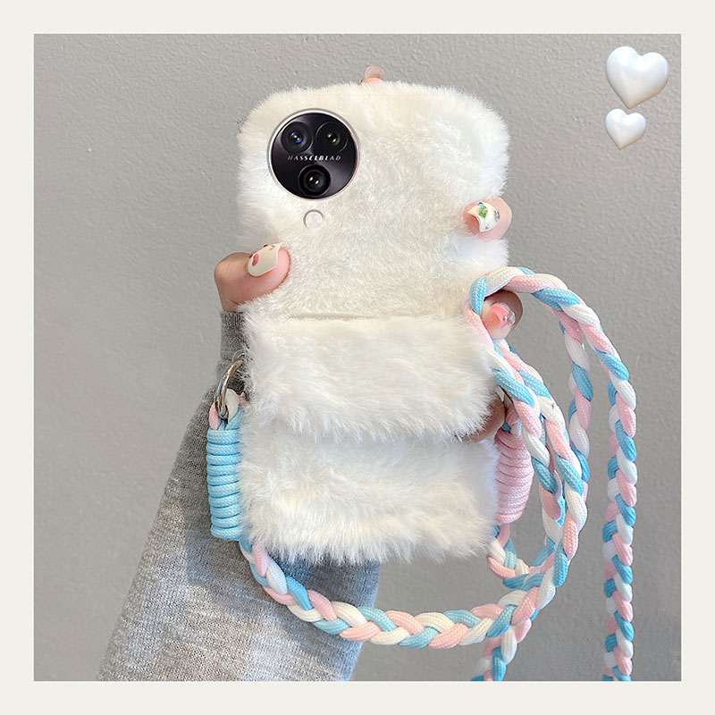 白色毛绒绒oppo手机壳简约