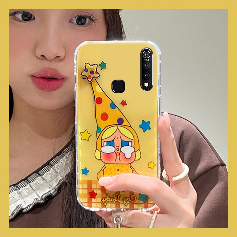 可爱星星人哭娃适用vivoy9s手机壳y7s可旋转y5s卡通y3挂件u3x冬天z6挂绳z5x丑萌z3i新款z1i硅胶y9s趣味vivo软