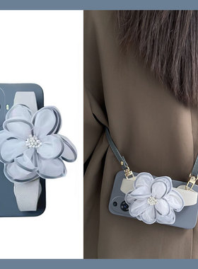 蓝色纱花适用华为nova12pro手机壳nove11se冷淡风novo12活力版腕带nava11ultra手腕n0va韩系por硅胶软壳斜挎