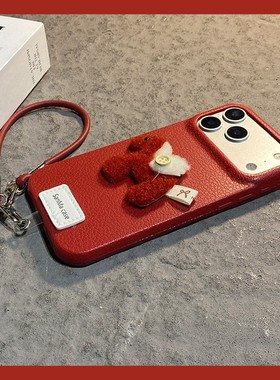2026红色毛绒小马适用小米红米note15pro+手机壳noto14挂绳13马年12turbo新年11tpor立体10仿皮redmi皮纹十软